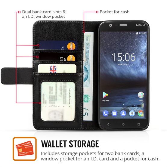 NOKIA 3 ID REAL LEATHER WALLET - BLACK