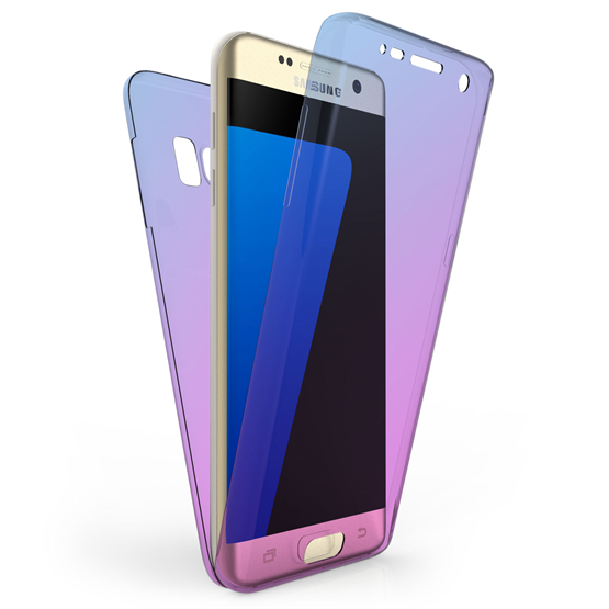 SAMSUNG GALAXY S7 EDGE FULL BODY 360 TPU GEL CASE  - BLUE & PURPLE