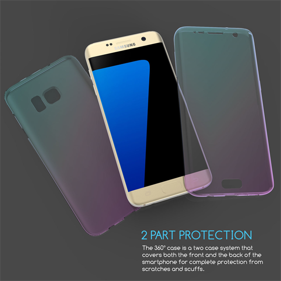 SAMSUNG GALAXY S7 EDGE FULL BODY 360 TPU GEL CASE  - BLUE & PURPLE
