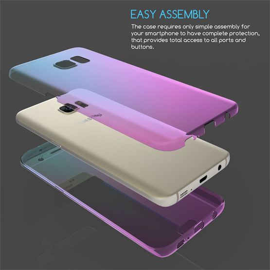 SAMSUNG GALAXY S7 EDGE FULL BODY 360 TPU GEL CASE  - BLUE & PURPLE