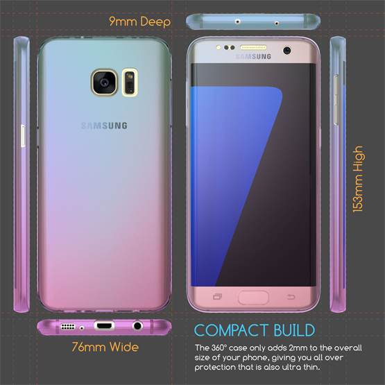 SAMSUNG GALAXY S7 EDGE FULL BODY 360 TPU GEL CASE  - BLUE & PURPLE