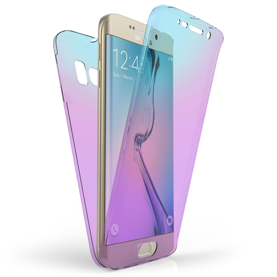 SAMSUNG GALAXY S6 EDGE FULL BODY 360 TPU GEL CASE  - BLUE & PURPLE