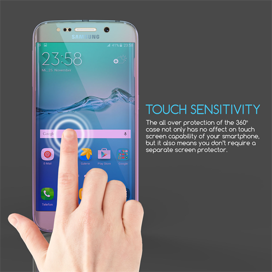 SAMSUNG GALAXY S6 EDGE FULL BODY 360 TPU GEL CASE  - BLUE & PURPLE