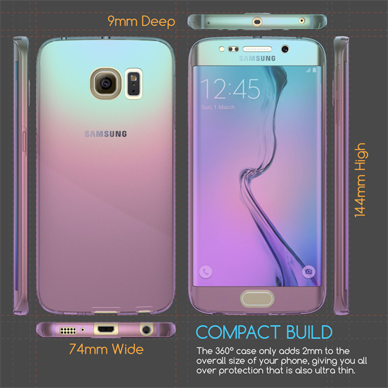 SAMSUNG GALAXY S6 EDGE FULL BODY 360 TPU GEL CASE  - BLUE & PURPLE