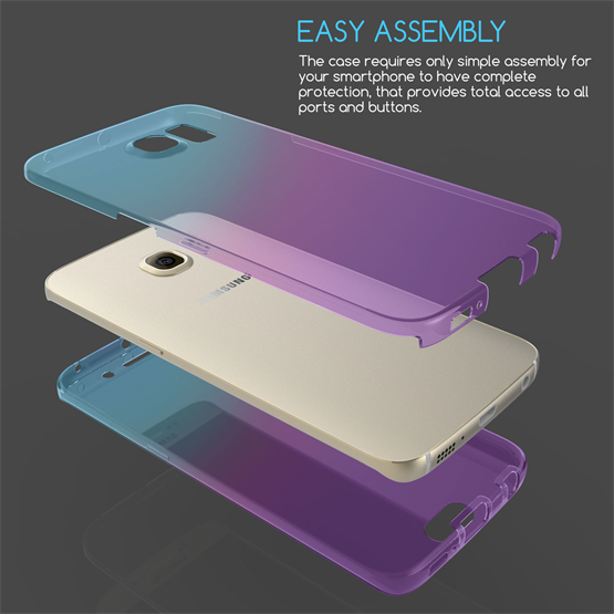 SAMSUNG GALAXY S6 EDGE FULL BODY 360 TPU GEL CASE  - BLUE & PURPLE