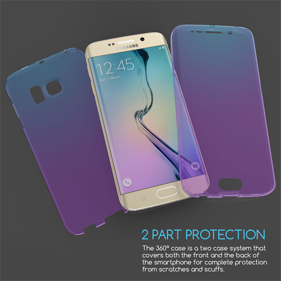 SAMSUNG GALAXY S6 EDGE FULL BODY 360 TPU GEL CASE  - BLUE & PURPLE