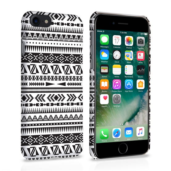 Caseflex iPhone 7 Aztec Black and White Pattern Case