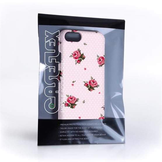 Caseflex iPhone 7 Vintage Roses Polka Dot Wallpaper - Pink Case