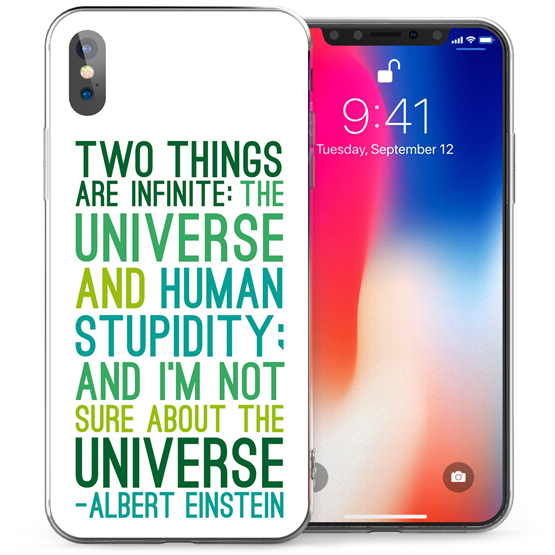 Apple iPhone X Albert Einstein Science Quote TPU Gel Case - Green