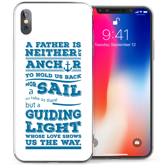 Apple iPhone X Dad Anchor Quote TPU Gel Case - Blue 