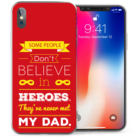 Apple iPhone X Dad Heroes Quote TPU Gel Case - Red