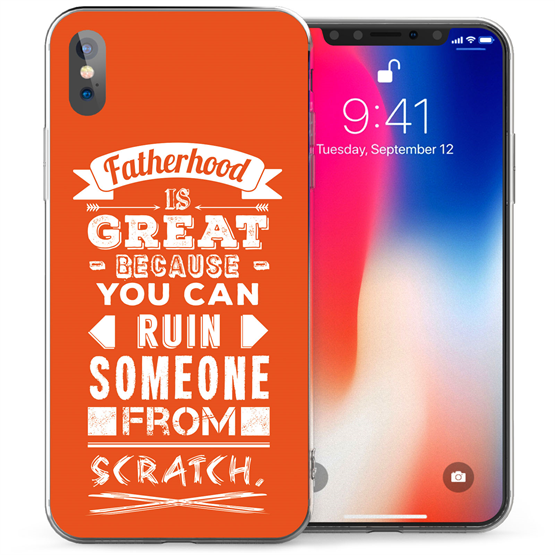 Apple iPhone X Inspiring Fatherhood Quote TPU Gel Case - Orange