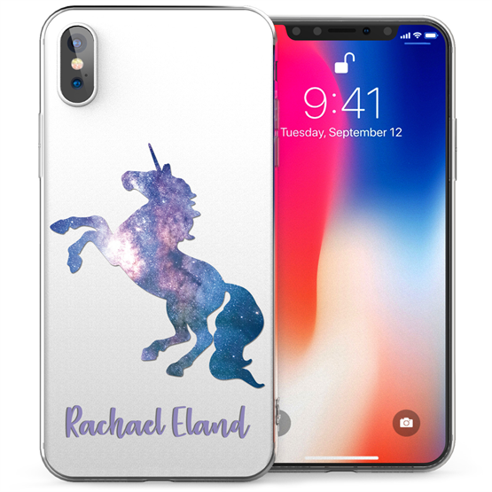 Apple iPhone X Unicorn Rampant Personalised TPU Gel Case - Purple