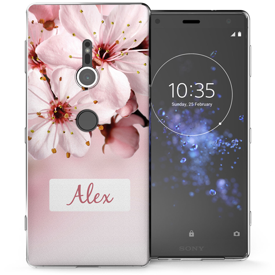 Sony Xperia XZ2 Light Pink Floral Personalised TPU Gel Case 