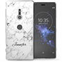 Sony Xperia XZ2 White Marble Hearts Personalised TPU Gel Case 