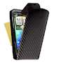 Yousave Accessories HTC Sensation Black Carbon Fibre PU Leather Flip Case