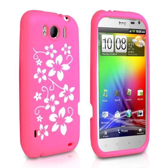 Yousave Accessories HTC Sensation Xl Hot Pink Floral Silicone Case