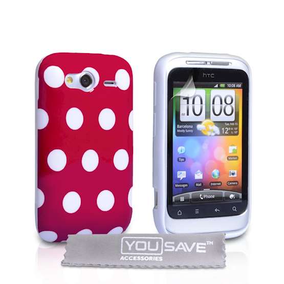 Yousave Accessories HTC Wildfire S Polka Dot Red Case