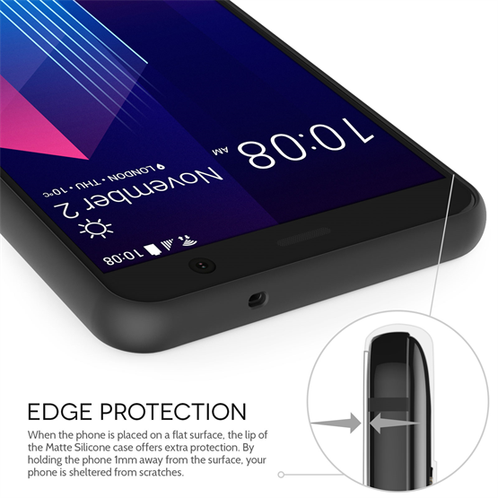 HTC U11 Plus Matte Gel Case - Solid Black