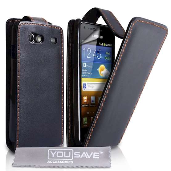 Yousave Accessories Samsung Galaxy Advance PU Flip Black Case 