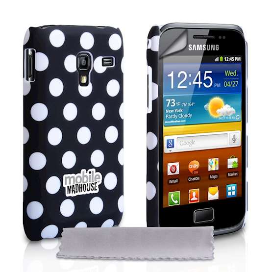 Yousave Accessories Samsung Galaxy Ace Plus Polka Dot Black Case