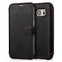 Caseflex Samsung Galaxy S7 Edge Leather Effect Wallet Case - Black with Red Lining