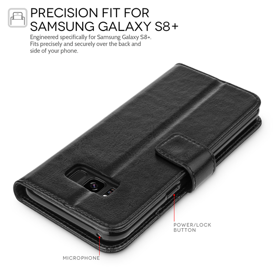 Caseflex Samsung Galaxy S8 Plus Real Leather ID Wallet Case - Black
