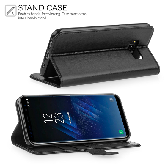 Caseflex Samsung Galaxy S8 Plus Real Leather ID Wallet Case - Black