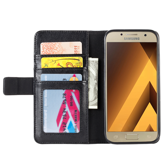 Samsung Galaxy A5 (2017) Real Leather ID Wallet Case - Black