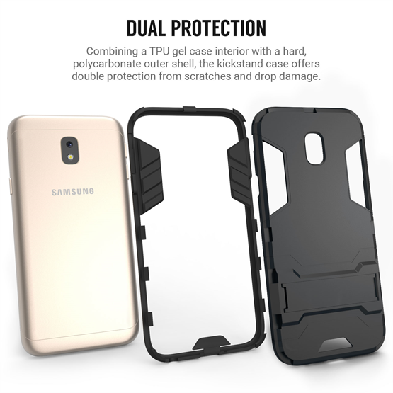 Samsung Galaxy J3 2017 Armour Kickstand Case - Black 