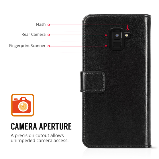 Caseflex Samsung Galaxy A8 Plus (2018) Real Leather ID Wallet - Black 