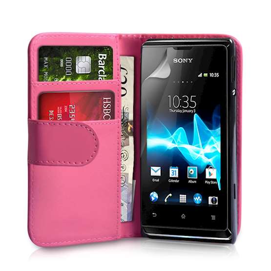 Yousave Accessories Sony Xperia E PU Wallet Hot Pink Case 